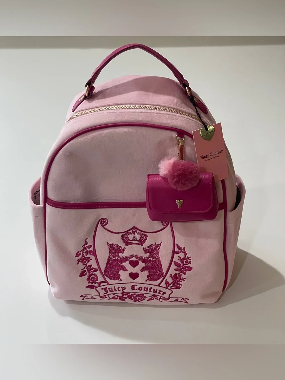 Juicy Couture New Love Chapter Scottie-Themed Flamingo Pink NWT Backpack